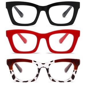 Stylish Black, Red, and Leopard Print Glasses